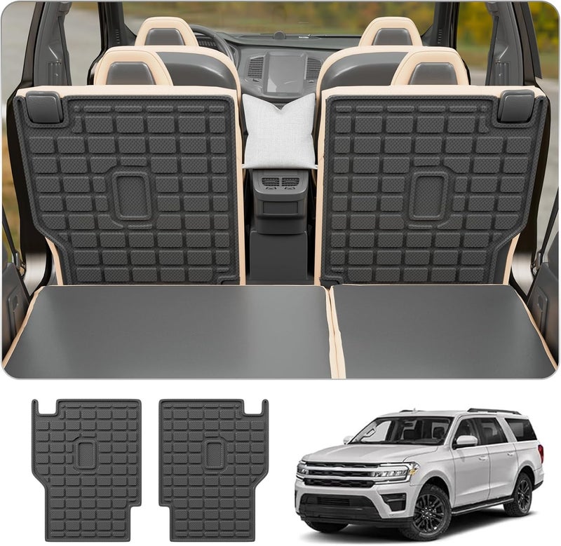 Thinzyou Back Seat Cover Protector Compatible with 2018-2024 Ford Expedition Lincoln Navigator Kick Mats Behind 2nd Row 2023 Expedition 7 Seats Accessories (2nd Row Backrest Mats) - Image 1
